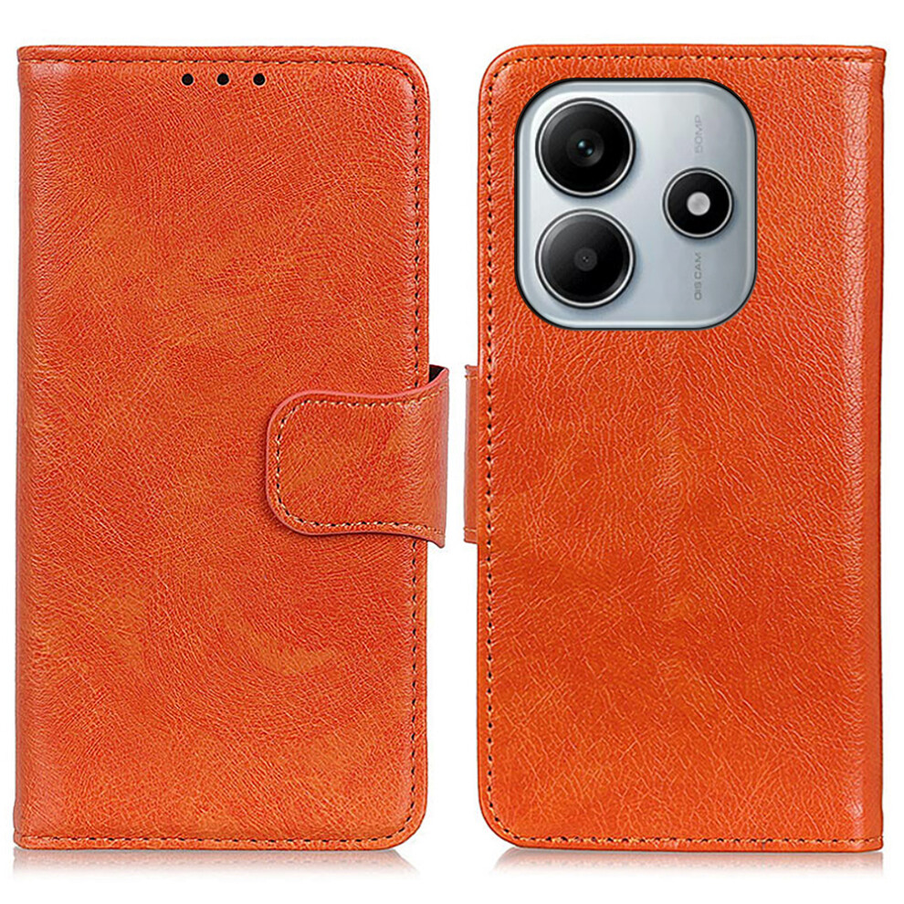 (Orange) For Xiaomi Redmi Note 14 4G (163.25Mm) Case Nappa Texture Split Leather Wallet Phone Cover Orange 6914280702971