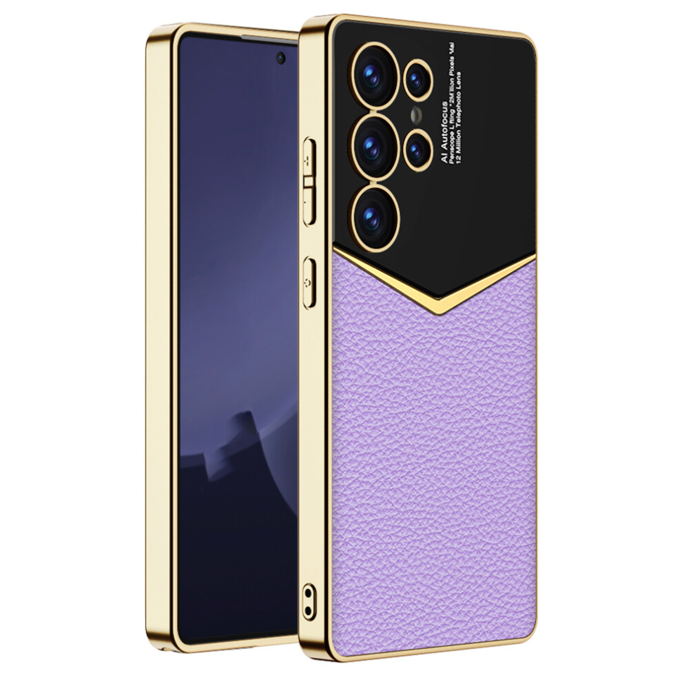 (Purple) Gkk For Samsung Galaxy S25 Ultra Cases Electroplating Pu Leather+Pc+Tpu Phone Cover Purple 6914289326994