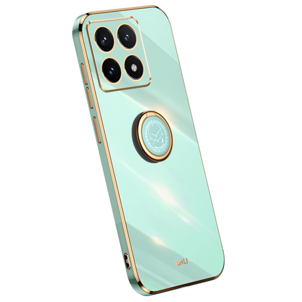 (Cyan) Xinli For Xiaomi 14T Case Ring Kickstand Electroplating Tpu Phone Cover Blue 6914282610588
