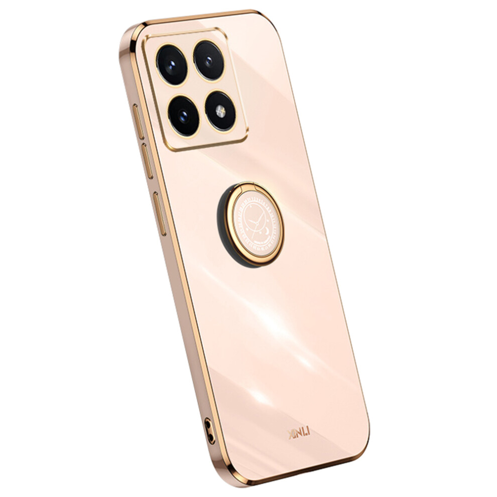 (Pink) Xinli For Xiaomi 14T Case Ring Kickstand Electroplating Tpu Phone Cover Pink 6914286196019