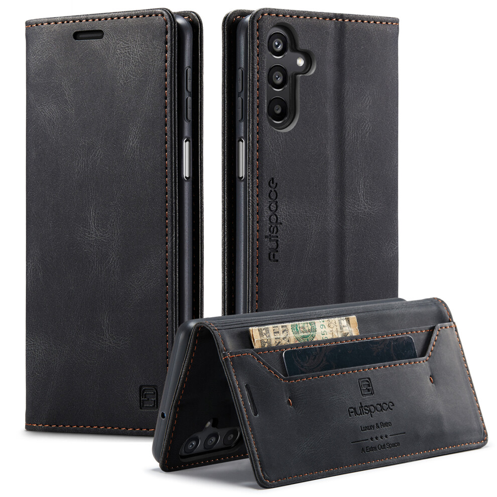 (Black) For Samsung Galaxy A16 5G Wallet Case Autspace A01 Leather Stand Cover With Rfid Blocking Card Holder Black 6914287358706