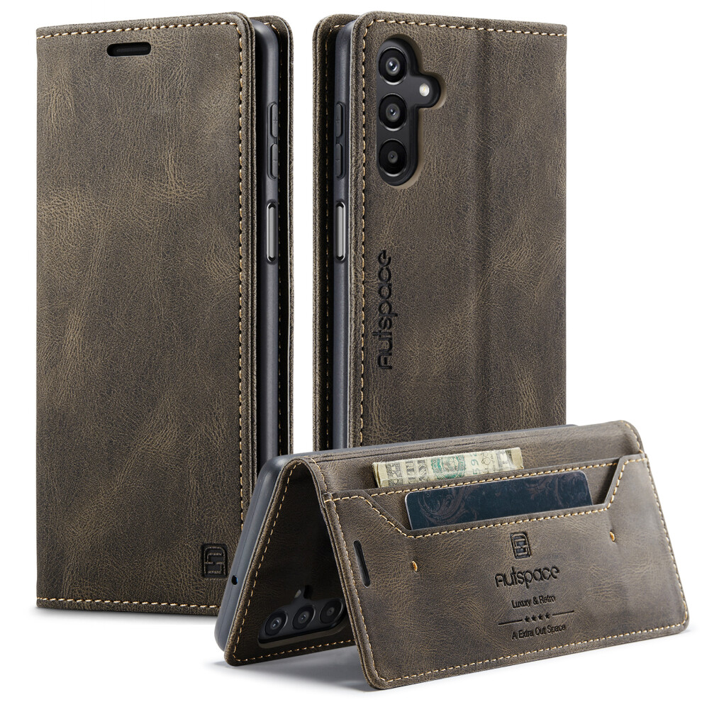 (Coffee) For Samsung Galaxy A16 5G Wallet Case Autspace A01 Leather Stand Cover With Rfid Blocking Card Holder Brown 6914280472041