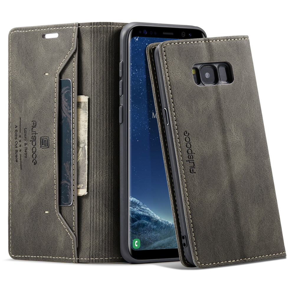 (Coffee) For Samsung Galaxy S8+ Wallet Case Autspace A01 Leather Stand Cover With Rfid Blocking Card Holder Brown 6914285488559
