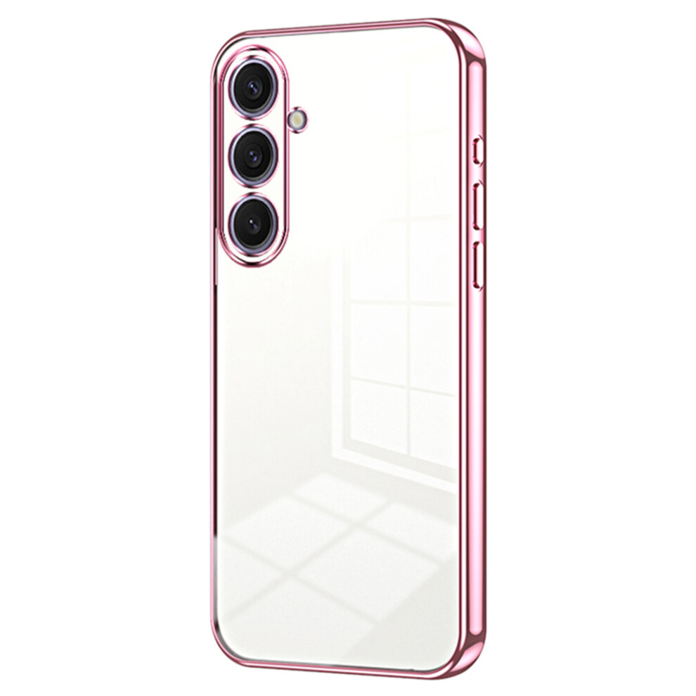 (Pink) For Samsung Galaxy S25+ Case Electroplating Frame Soft Tpu Phone Cover Pink 6914283373178