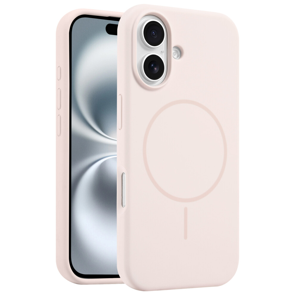 (Pink White) For Iphone 16 Case Compatible With Magsafe Soft Silicone Shockproof Phone Cover Pink,White 6914283994830