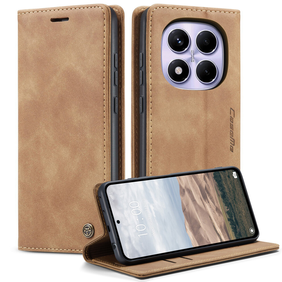 (Brown) For Xiaomi Redmi Note 14 Pro 4G Wallet Case Caseme 013 Series Pu Leather Phone Cover Stand Brown 6914284441777
