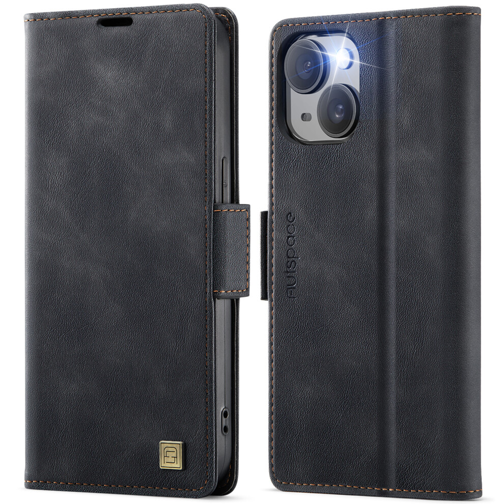 (Black) For Iphone 14 Plus Case Autspace A11 Rfid Blocking Retro Leather Cell Phone Wallet Cover Black 6914287582101