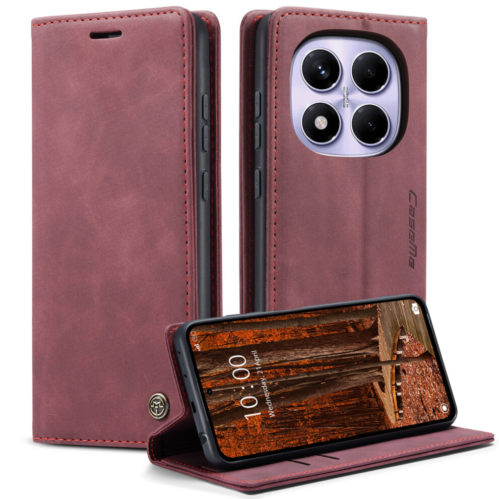 (Red) For Xiaomi Mi Note 14 Pro 4G Wallet Case Caseme 013 Series Pu Leather Phone Cover Stand Red 6914280853727