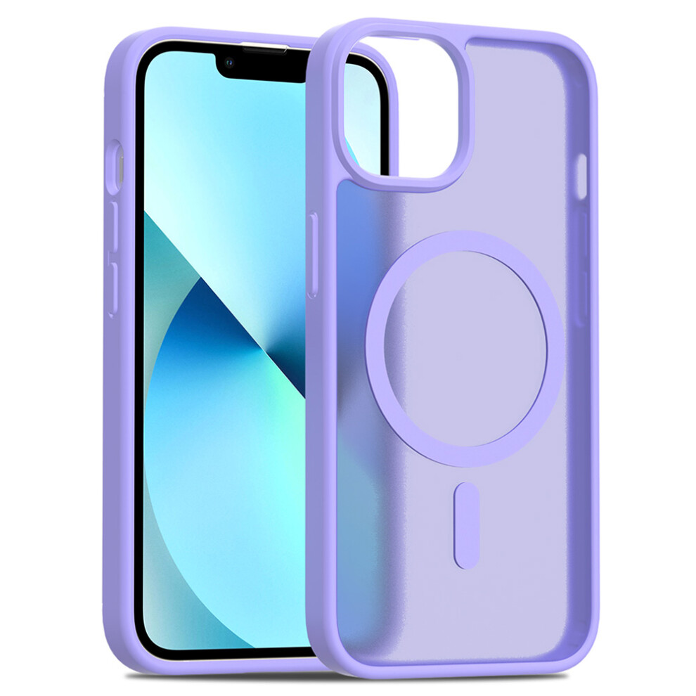 (Purple) For Iphone 14 13 Case Compatible With Magsafe Tpu Frame Acrylic Back Phone Cover Skin Touch Purple 6914282358541