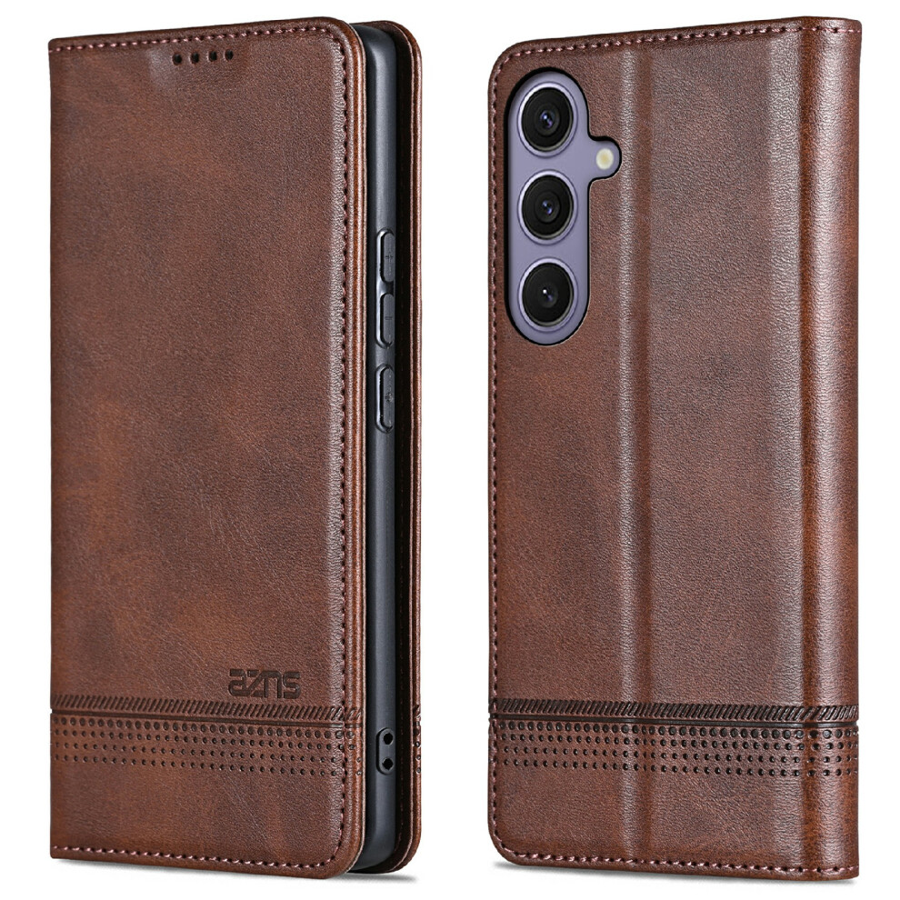 (Coffee) Azns For Samsung Galaxy A56 5G Case Cowhide Texture Pu Leather Wallet Phone Cover Brown 6914284725181