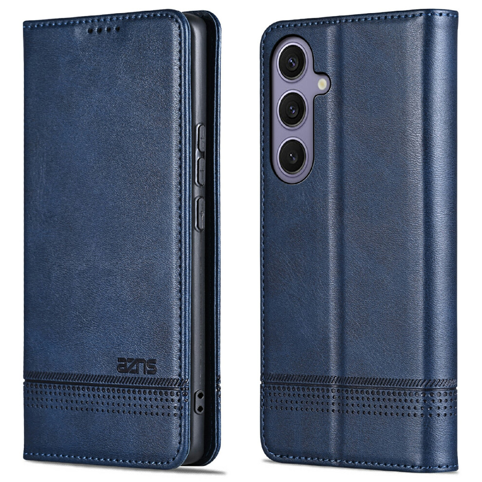 (Blue) Azns For Samsung Galaxy A56 5G Case Cowhide Texture Pu Leather Wallet Phone Cover Blue 6914284597900