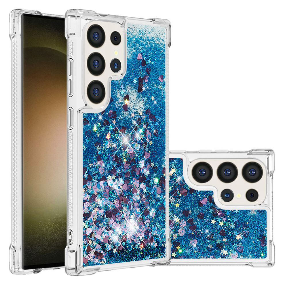 ( Hearts) For Samsung Galaxy S25 Ultra Tpu Case Glitter Quicksand Shockproof Phone Back Cover Blue 6914281202395
