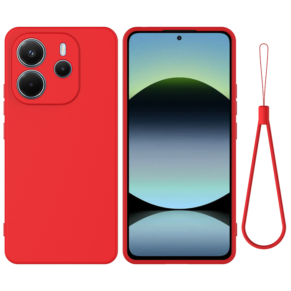 (Red) For Xiaomi Mi Note 14 4G (163.25Mm) Liquid Silicone Case Phone Back Cover With Hand Strap Red 6914282212768