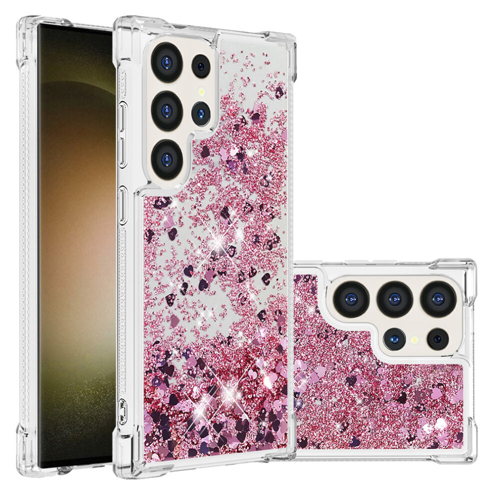 (Rose Hearts) For Samsung Galaxy S25 Ultra Tpu Case Glitter Quicksand Shockproof Phone Back Cover Gold 6914288378499