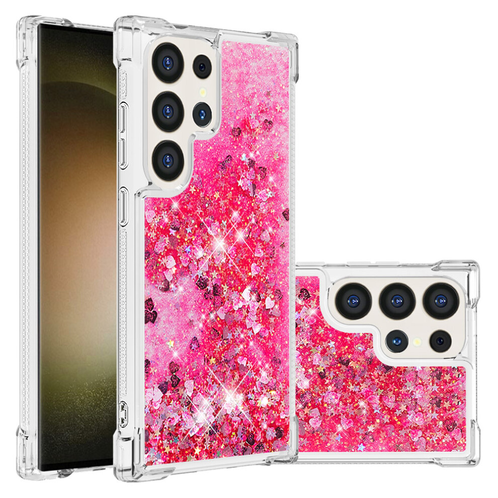 ( Hearts) For Samsung Galaxy S25 Ultra Tpu Case Glitter Quicksand Shockproof Phone Back Cover Pink 6914286342027