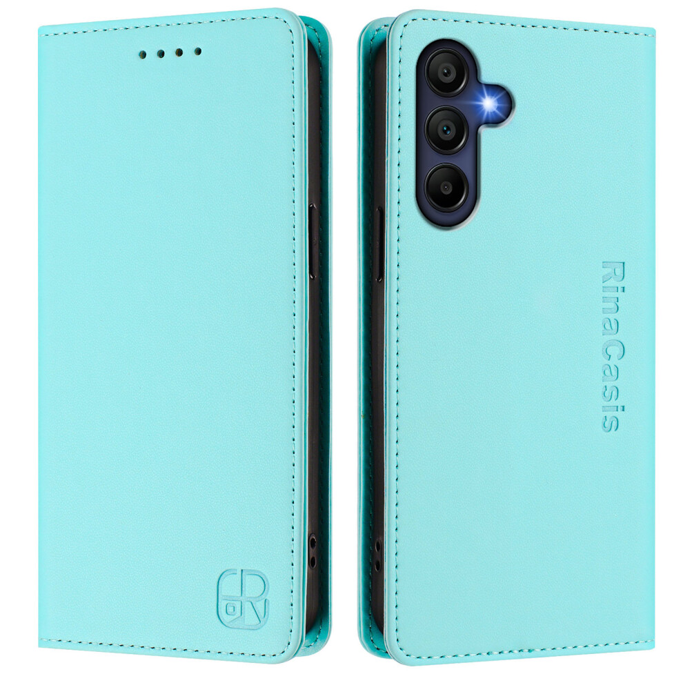 (Mint ) For Samsung Galaxy A26 5G Leather Case Rinacasis Rc01 Phone Cover With Rfid Blocking Wallet Stand Green 6914286732804