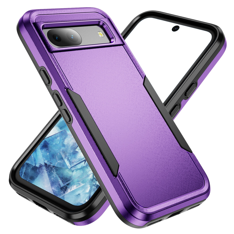(Purple Black) For Google Pixel 8A Case Pc + Tpu Military Grade Drop Protective Phone Cover Black,Purple 6914282107460