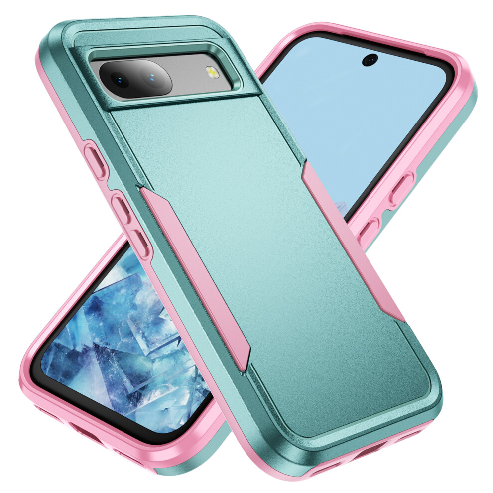 (Green Pink) For Google Pixel 8A Case Pc + Tpu Military Grade Drop Protective Phone Cover Pink,Green 6914283743667