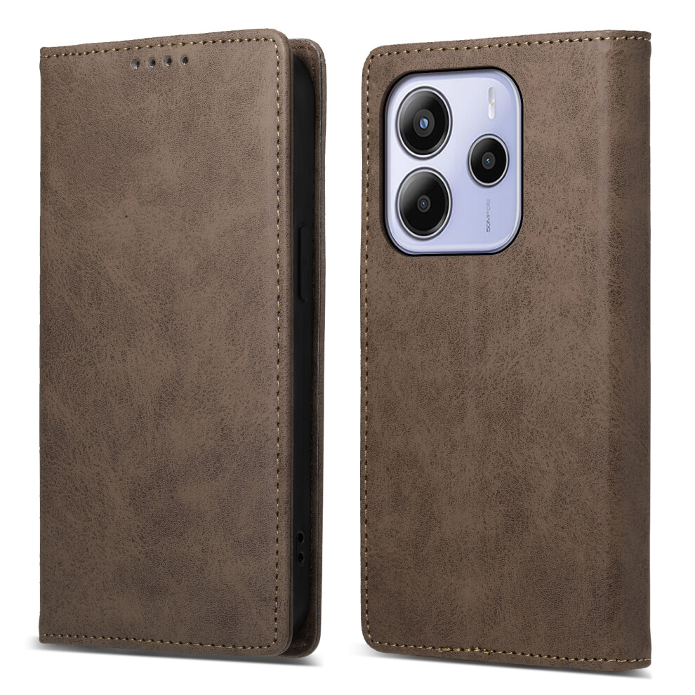 (Brown) For Xiaomi Redmi Note 14 4G (163.25Mm) Wallet Case Rfid Blocking Pu Leather Phone Cover Brown 6914281933527