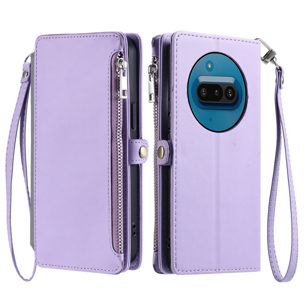 (Purple) For Nothing Phone (3A) Case Tpu + Pu Leather Wallet Phone Cover With Wrist Strap Purple 6914281507636