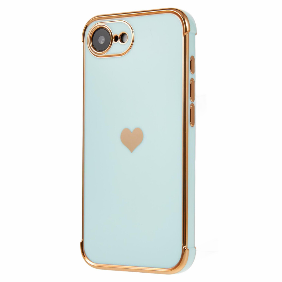 (Mint ) For Iphone 16E Case Tpu Phone Back Cover Electroplating Heart Pattern Green 6914283982868