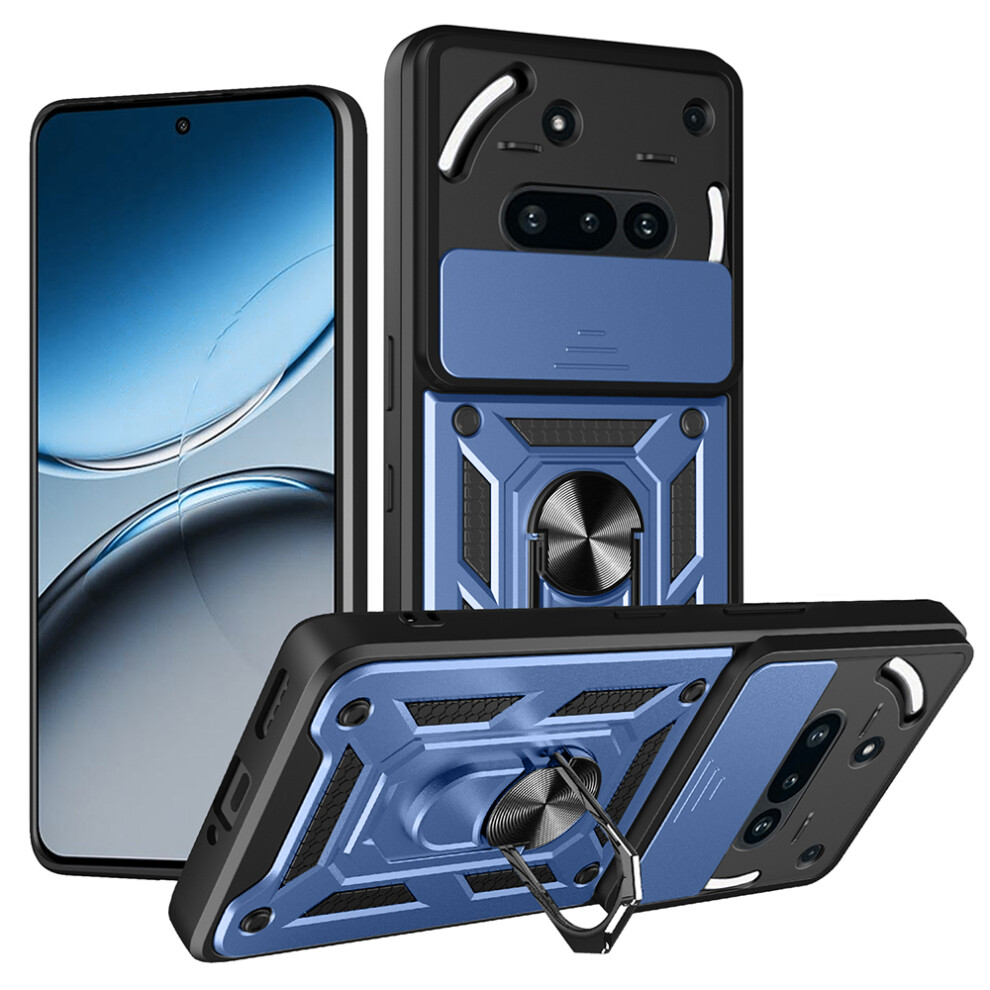 (Blue) For Nothing Phone (3A) Case With Slide Camera Lid Pc + Tpu Kickstand Phone Cover Blue 6914281474617
