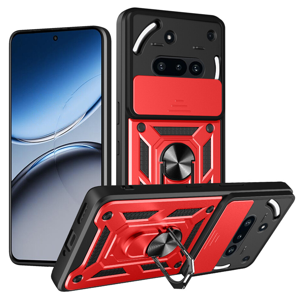 (Red) For Nothing Phone (3A) Case With Slide Camera Lid Pc + Tpu Kickstand Phone Cover Red 6914285062667