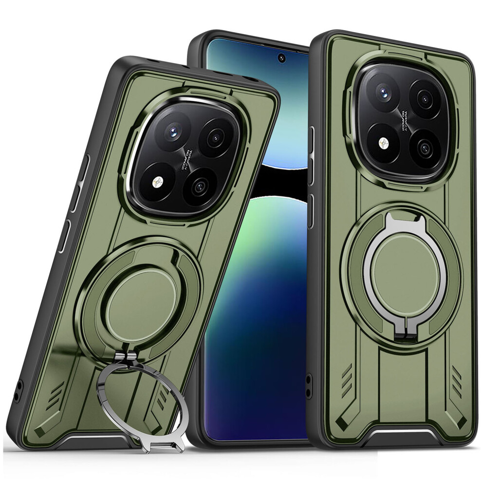 (Green) For Xiaomi Redmi Note 14 Pro 5G Poco X7 5G Case Compatible With Magsafe Rotating Ring Kickstand Pc + Tpu Shockproof Phone Cover Green 6914281300664