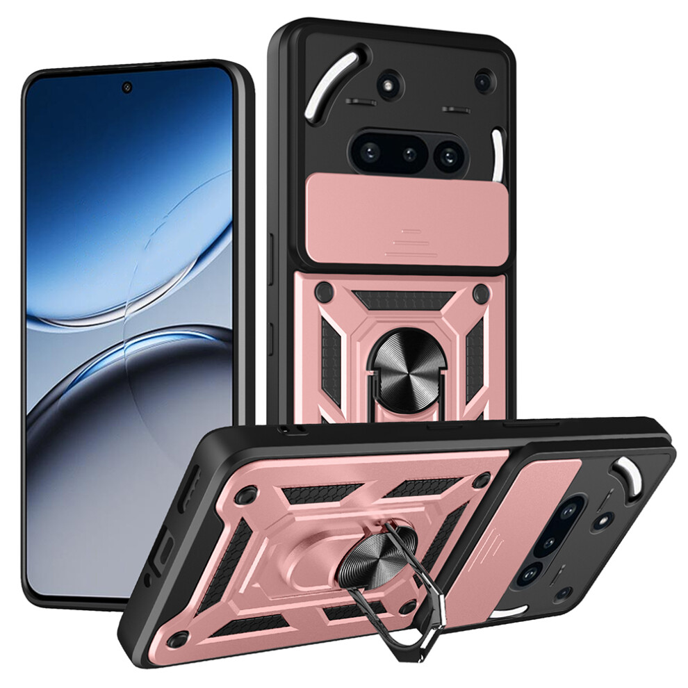 (Rose ) For Nothing Phone (3A) Case With Slide Camera Lid Pc + Tpu Kickstand Phone Cover Gold 6914289014273