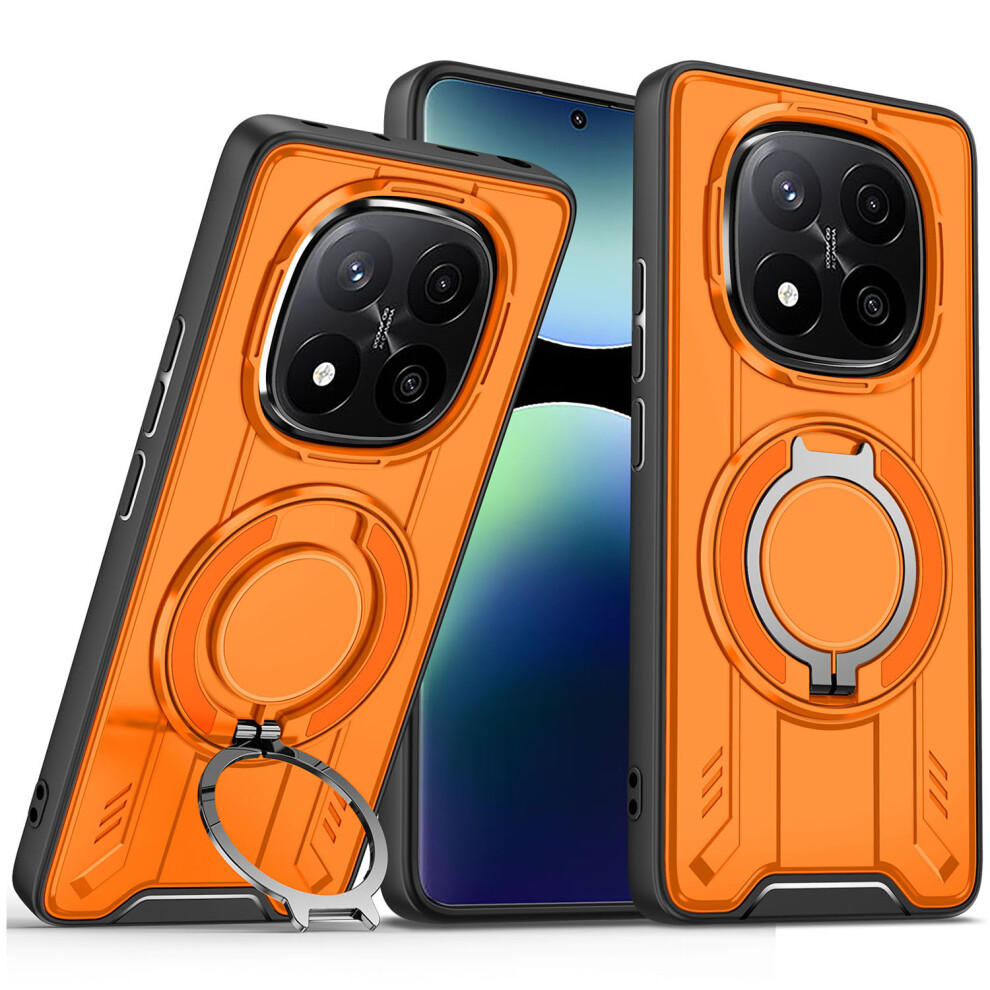 (Orange) For Xiaomi Redmi Note 14 Pro 5G Poco X7 5G Case Compatible With Magsafe Rotating Ring Kickstand Pc + Tpu Shockproof Phone Cover Orange 6914281747155