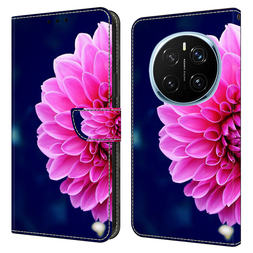 ( Flowers) For Honor Magic7 Pro 5G Case 3D Pattern Pu Leather Wallet Phone Cover With Stand Pink 6914281791035