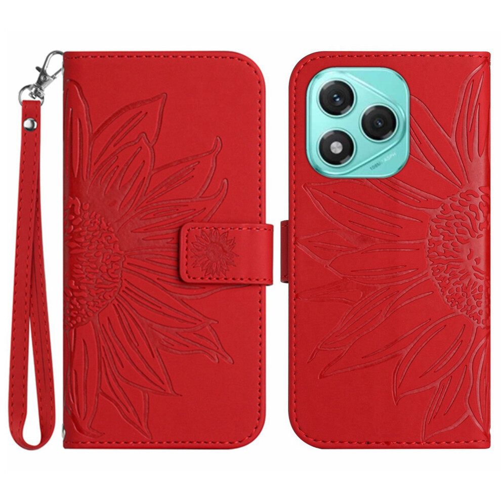 (Red) For Honor 400 Lite 5G Case Sunflower Imprint Leather Wallet Phone Cover With Wrist Strap Red 6914287486003