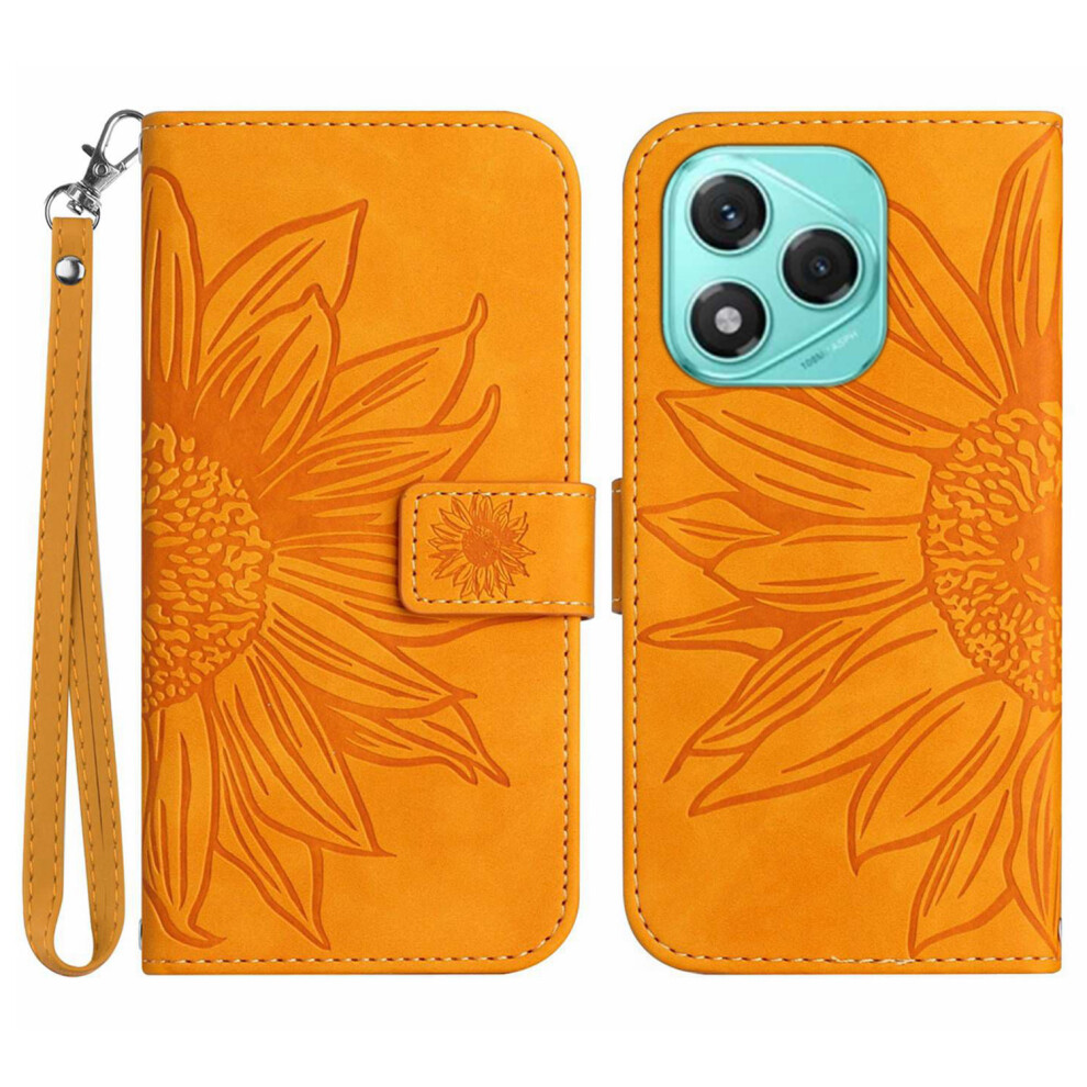 (Yellow) For Honor 400 Lite 5G Case Sunflower Imprint Leather Wallet Phone Cover With Wrist Strap Yellow 6914286010360