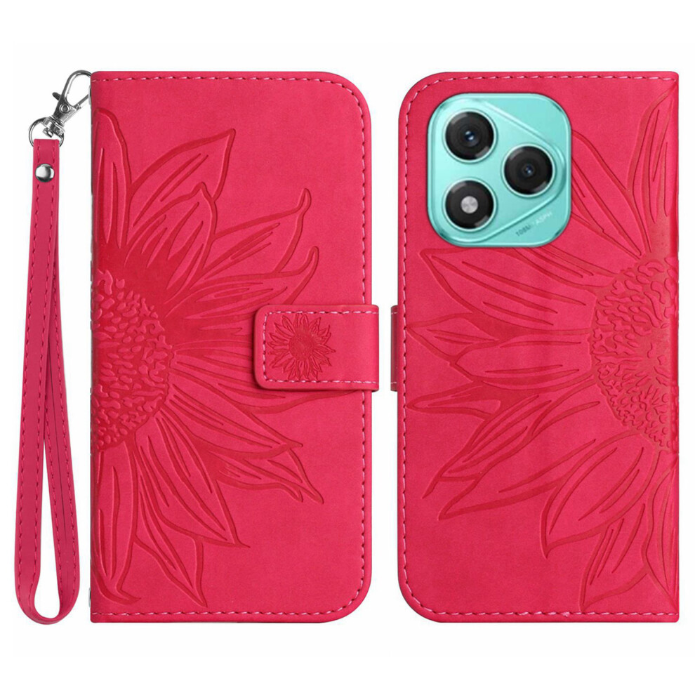 (Rose) For Honor 400 Lite 5G Case Sunflower Imprint Leather Wallet Phone Cover With Wrist Strap 6914286142450