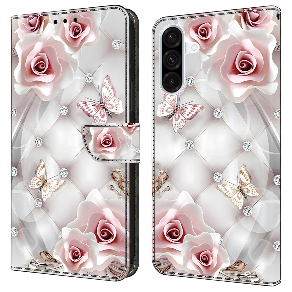 ( Butterfly) For Samsung Galaxy A55 5G Leather Case Pattern Printing Wallet Stand Anti Drop Phone Cover Pink 6914289161038