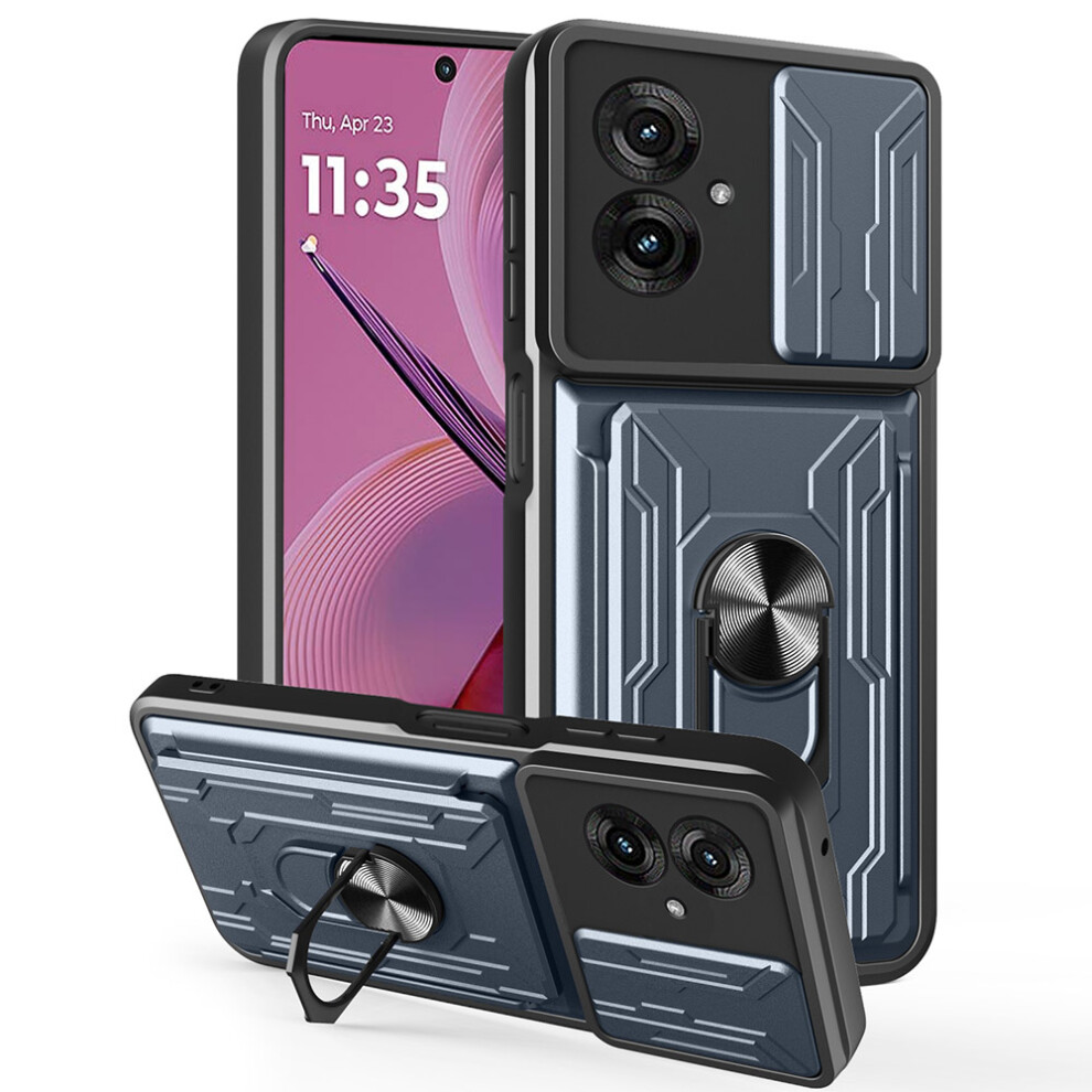 (Titanium ) For Motorola Moto G55 5G Case Pc + Tpu Kickstand Phone Back Cover With Camera Slider Grey 6914288475983