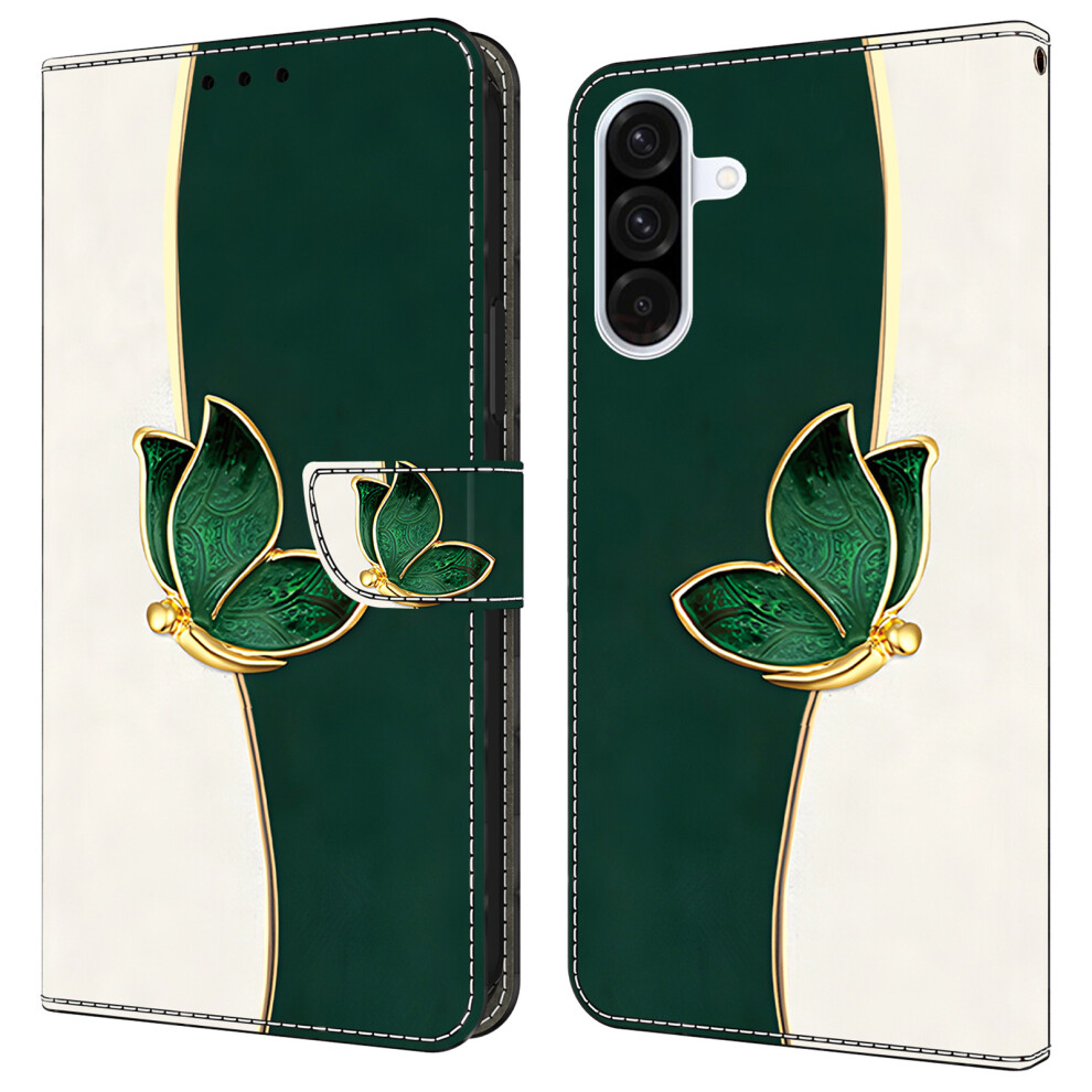 ( Butterfly) For Samsung Galaxy A55 5G Leather Case Pattern Printing Wallet Stand Anti Drop Phone Cover Green 6914289985542