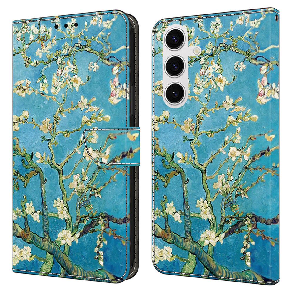 (Apricot Blossom) For Samsung Galaxy S25 Leather Case Pattern Printing Wallet Stand Flip Phone Cover 6914287561304