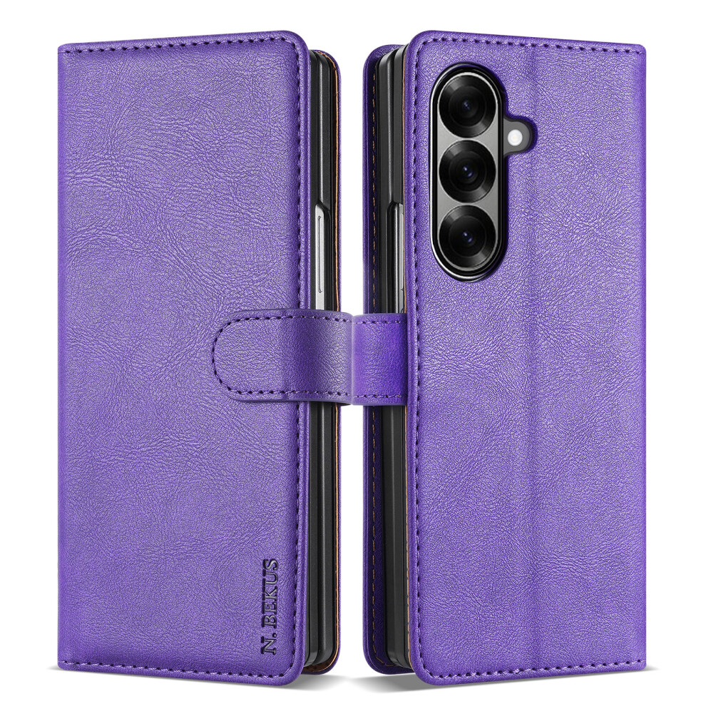 (Purple) N.bekus Csj-001 For Samsung Galaxy Z Fold7 5G Stand Case Pu Leather Wallet Phone Cover Purple 6914281812082