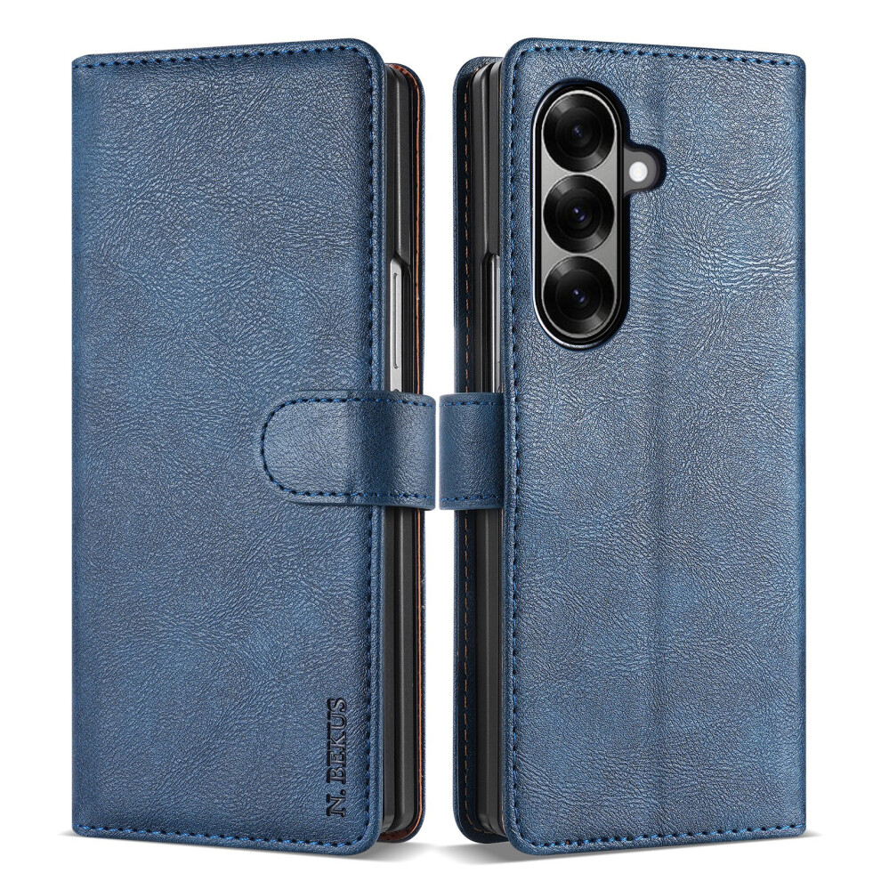 (Blue) N.bekus Csj-001 For Samsung Galaxy Z Fold7 5G Stand Case Pu Leather Wallet Phone Cover Blue 6914286272188