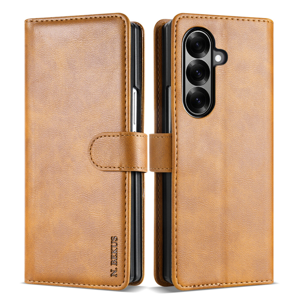 (Brown) N.bekus Csj-001 For Samsung Galaxy Z Fold7 5G Stand Case Pu Leather Wallet Phone Cover Brown 6914281629949