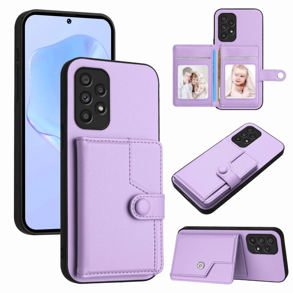(Purple) For Samsung Galaxy A53 5G Case Rfid Blocking Card Holder Kickstand Tpu + Pu Leather Phone Back Cover Purple 6914282881605