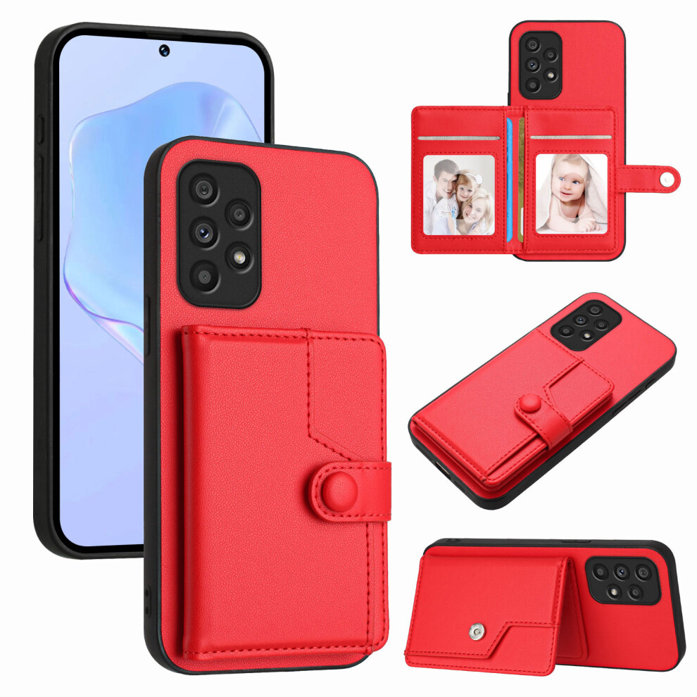 (Red) For Samsung Galaxy A53 5G Case Rfid Blocking Card Holder Kickstand Tpu + Pu Leather Phone Back Cover Red 6914286775566