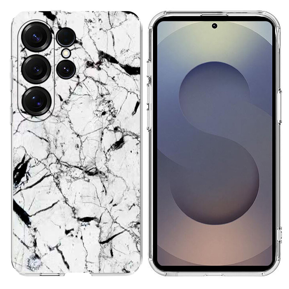(White) For Samsung Galaxy S24 Ultra Case Marble Pattern Printing Soft Tpu Phone Cover White 6914288549646