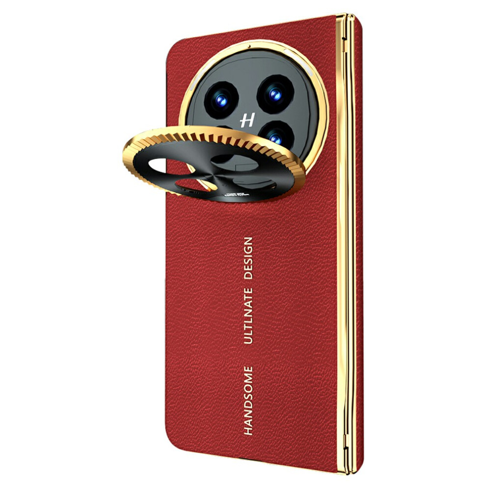 (Red) For Oppo Find N5 5G Magnetic Case Pu + Pc Phone Cover Built In Screen Protector With Lens Kickstand Red 6914285294020