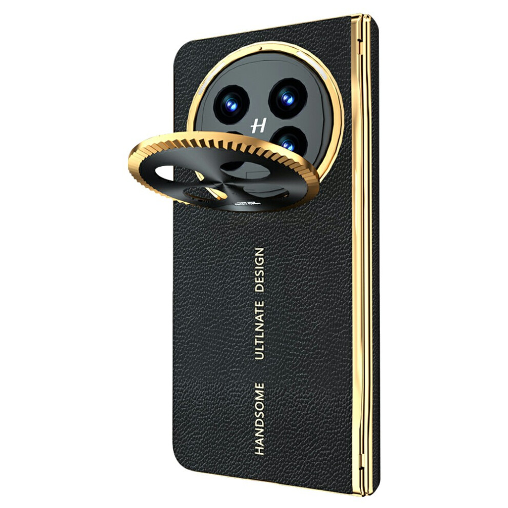 (Black) For Oppo Find N5 5G Magnetic Case Pu + Pc Phone Cover Built In Screen Protector With Lens Kickstand Black 6914288347044
