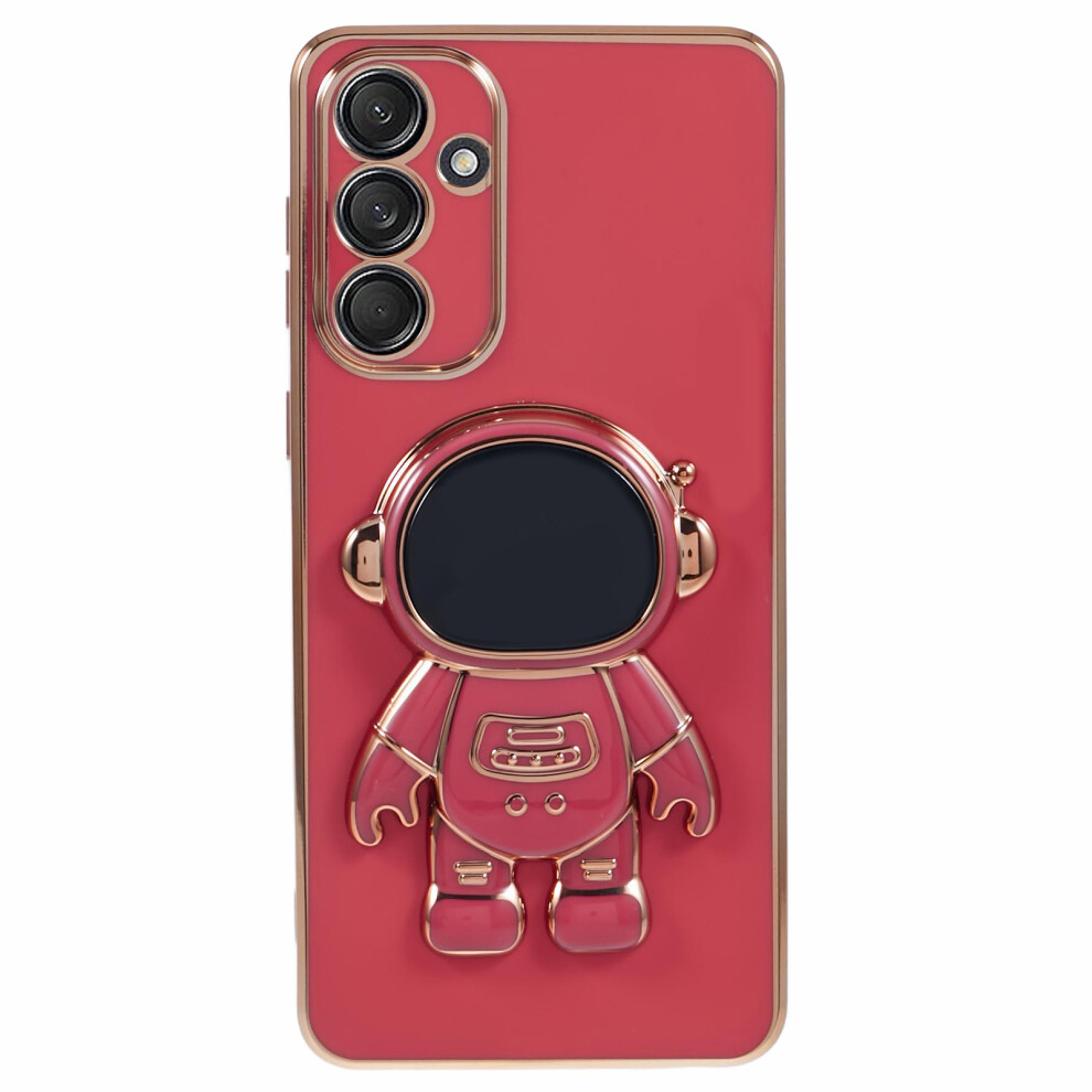 (Red) For Samsung Galaxy A36 5G Case Electroplating Soft Tpu Phone Cover With Astronaut Hidden Kickstand Red 6914282326397