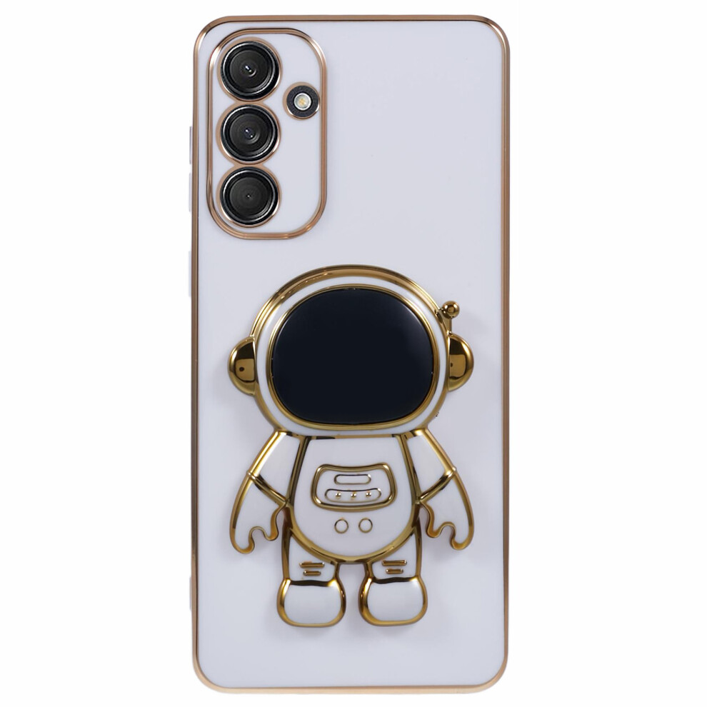 (White) For Samsung Galaxy A36 5G Case Electroplating Soft Tpu Phone Cover With Astronaut Hidden Kickstand White 6914281196823