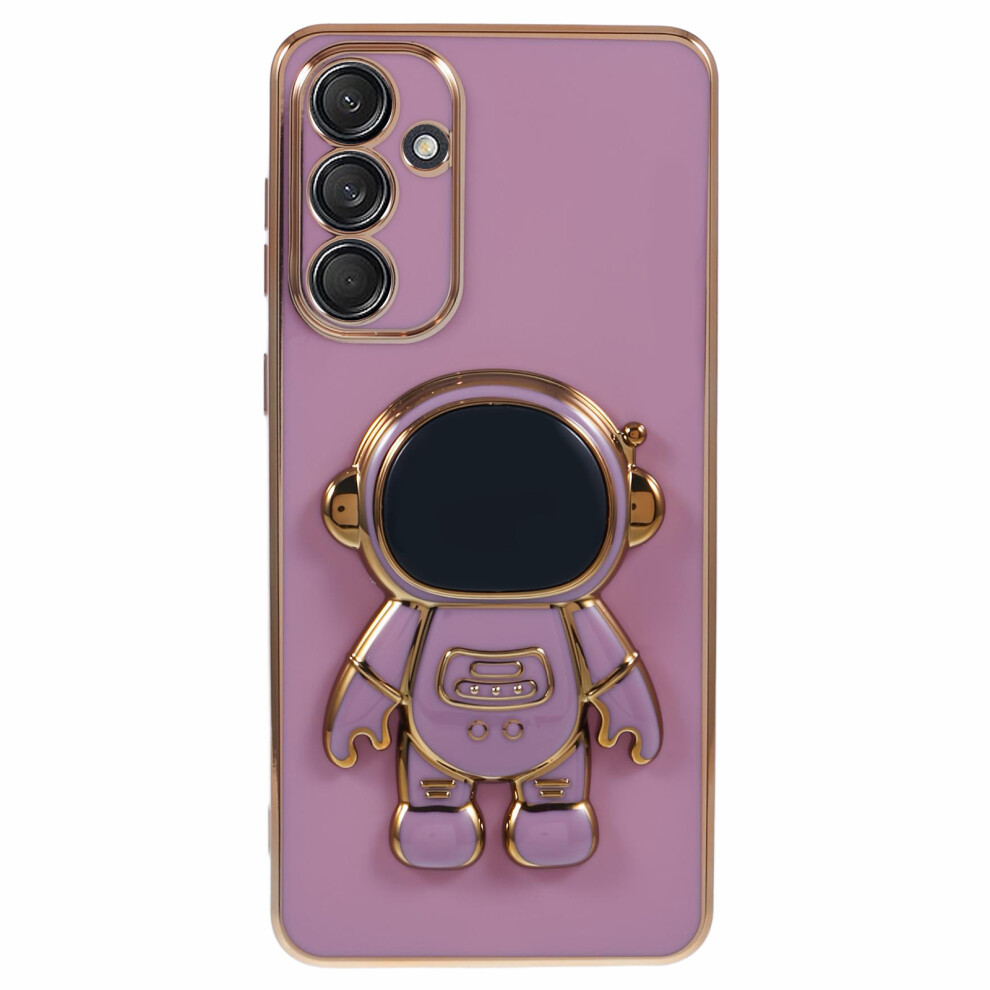 (Purple) For Samsung Galaxy A36 5G Case Electroplating Soft Tpu Phone Cover With Astronaut Hidden Kickstand Purple 6914288738347