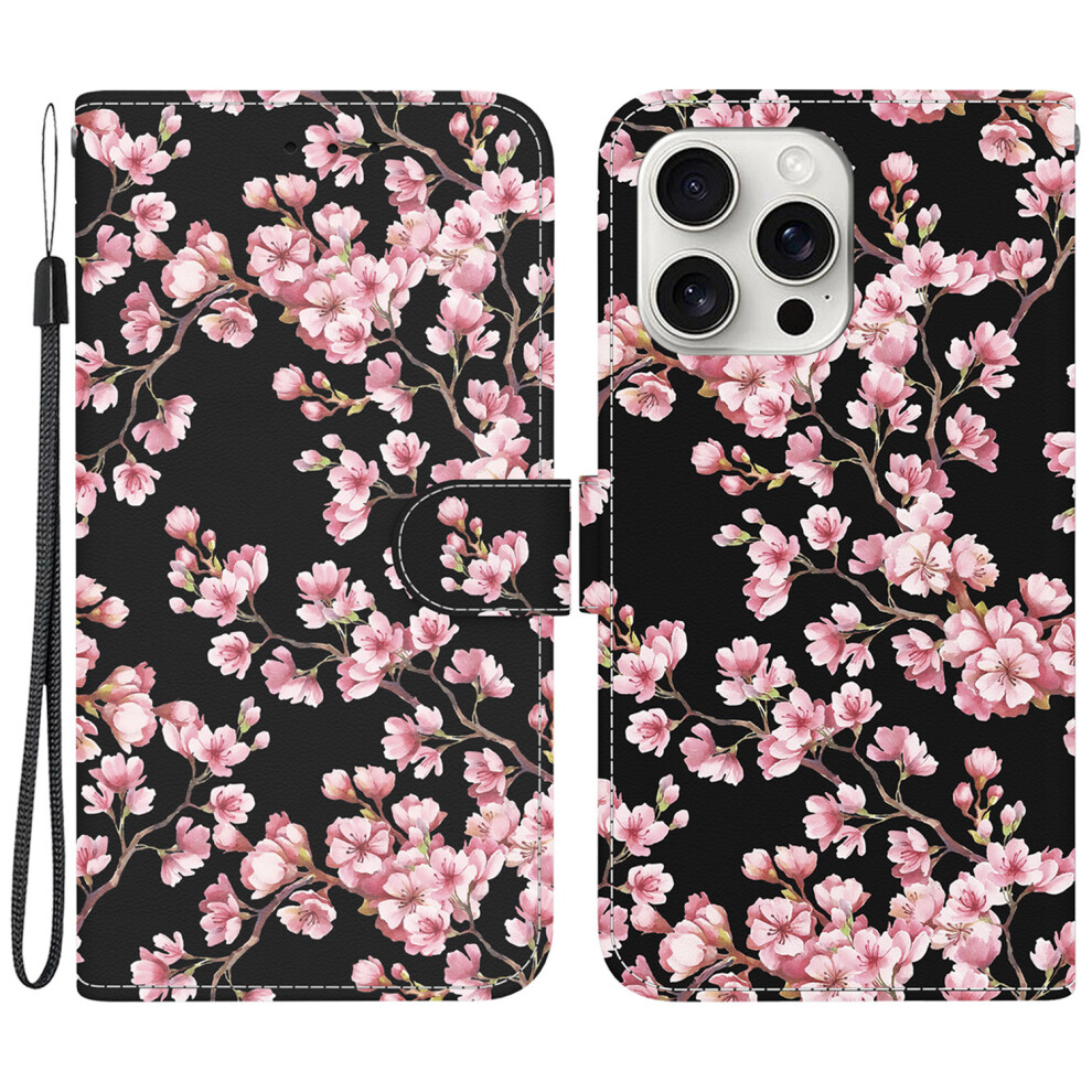 (Plum Blossom) For Iphone 16 Pro Max Case Pattern Print Leather Phone Cover With Wallet Purple 6914283592104